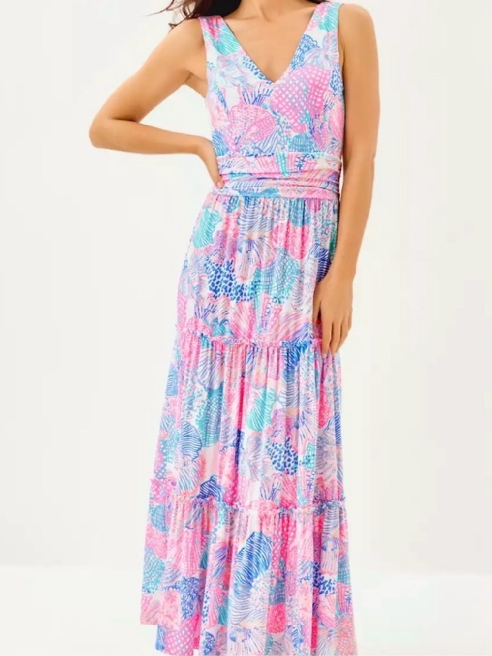 NWT Lilly Pulitzer SKYLAR MIDI DRESS 👗 in “Roar Of The Seas” MSRP $198 NWT sz XL - Picture 3 of 7